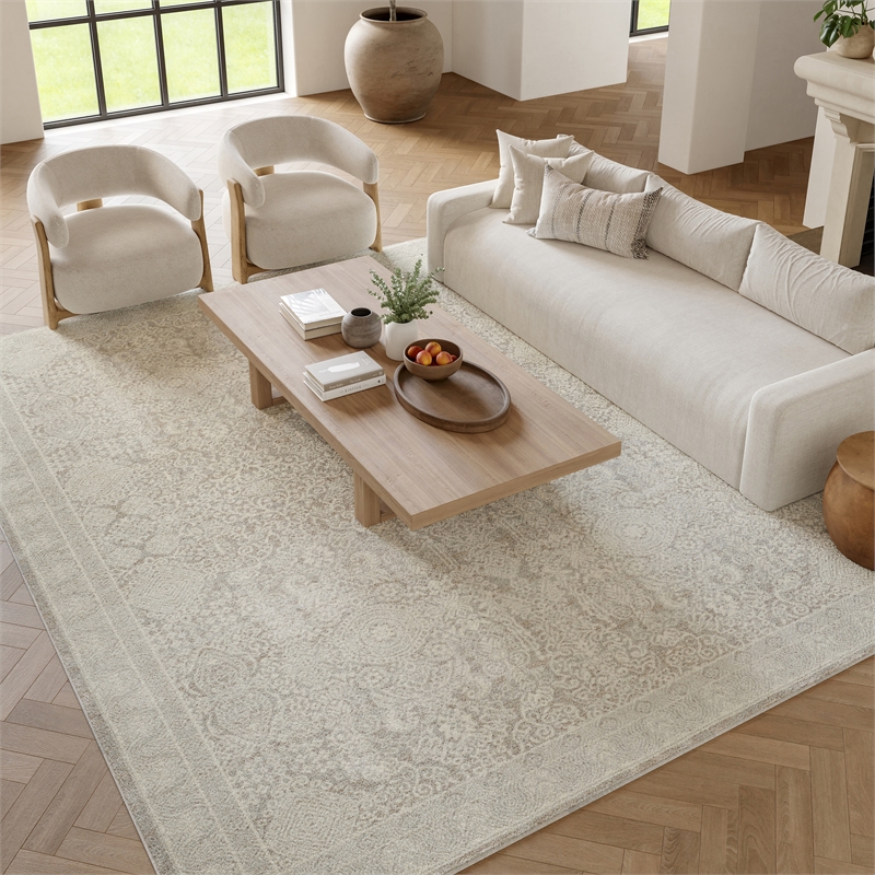 Nourison Home Renewed 8' x 10' Polyester Silver Ivory Area Rug