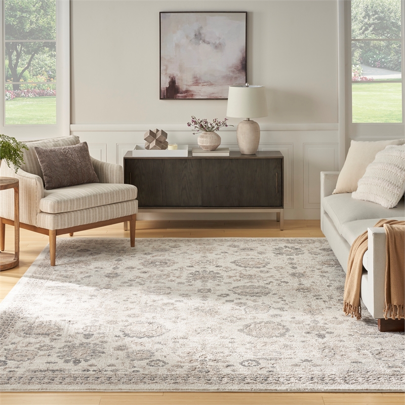 Nourison Home Renewed 6' x 9' Polyester Ivory Multicolor Area Rug
