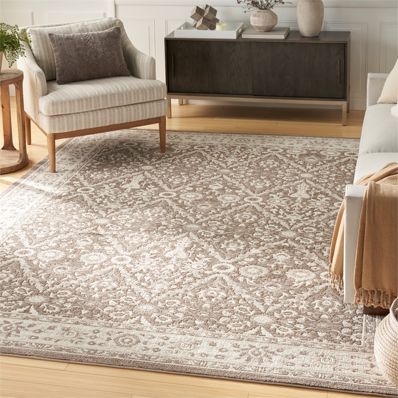 Nourison Home Renewed 6' x 9' Polyester Ivory Mocha Area Rug