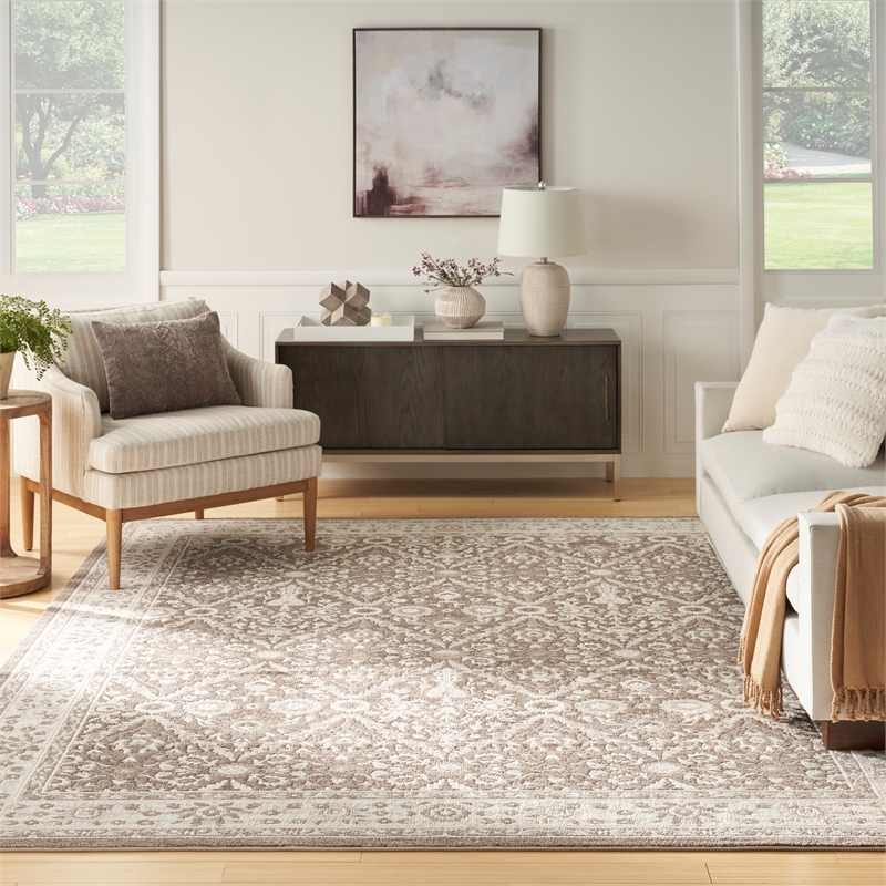 Nourison Home Renewed 6' x 9' Polyester Ivory Mocha Area Rug