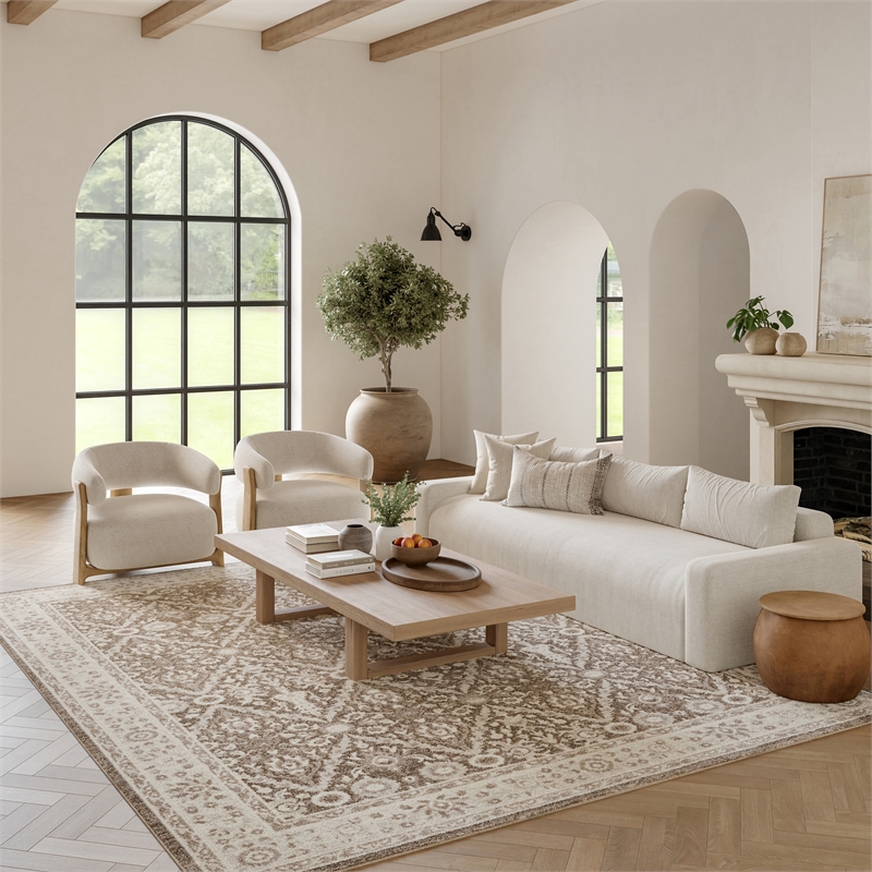 Nourison Home Renewed 8' x 10' Polyester Ivory Mocha Area Rug