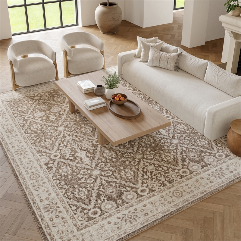Nourison Home Renewed 8' x 10' Polyester Ivory Mocha Area Rug