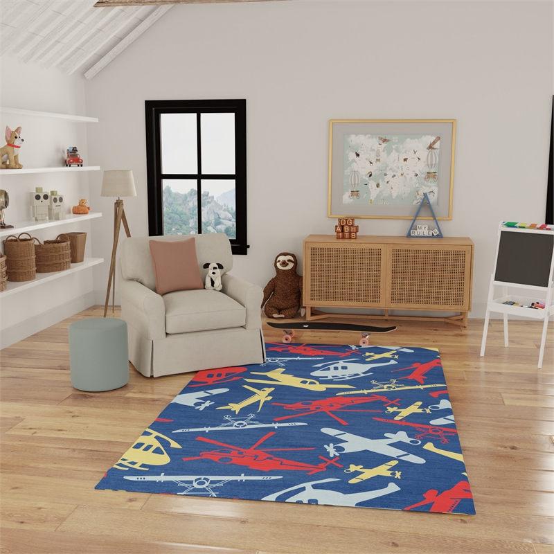 nourison home imagination 7' x 9' polyesternavy multicolor area rug