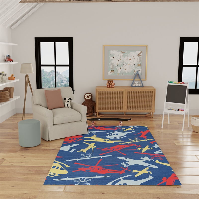 nourison home imagination 7' x 9' polyesternavy multicolor area rug