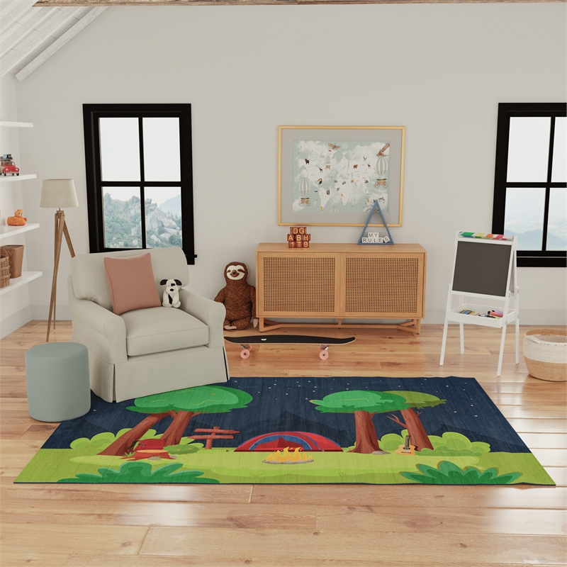 nourison home imagination 7' x 9' polyester navy multicolor area rug