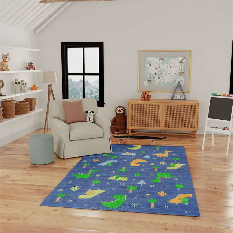 Nourison Home Imagination 7' x 9' Polyester Navy Multicolor Area Rug