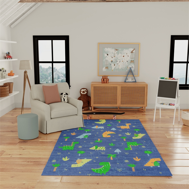 Nourison Home Imagination 7' x 9' Polyester Navy Multicolor Area Rug