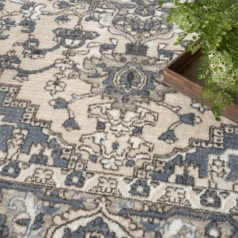 Nourison Home Concerto 6' x 9' Polyester Ivory Blue  Area Rug
