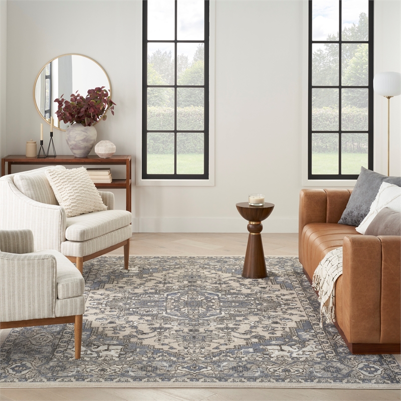 Nourison Home Concerto 6' x 9' Polyester Ivory Blue  Area Rug