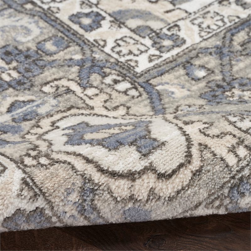 Nourison Home Concerto 7' x 10' Polyester Ivory Blue  Area Rug