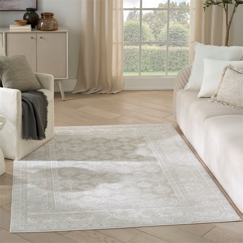 Nourison Home Dekor 5' x 7' PolyesterIvory Beige Area Rug