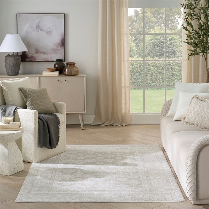 Nourison Home Dekor 5' x 7' PolyesterIvory Beige Area Rug
