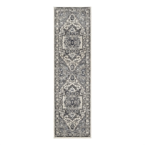 Nourison Home Concerto 10' Runner Fabric Ivory Navy Area Rug