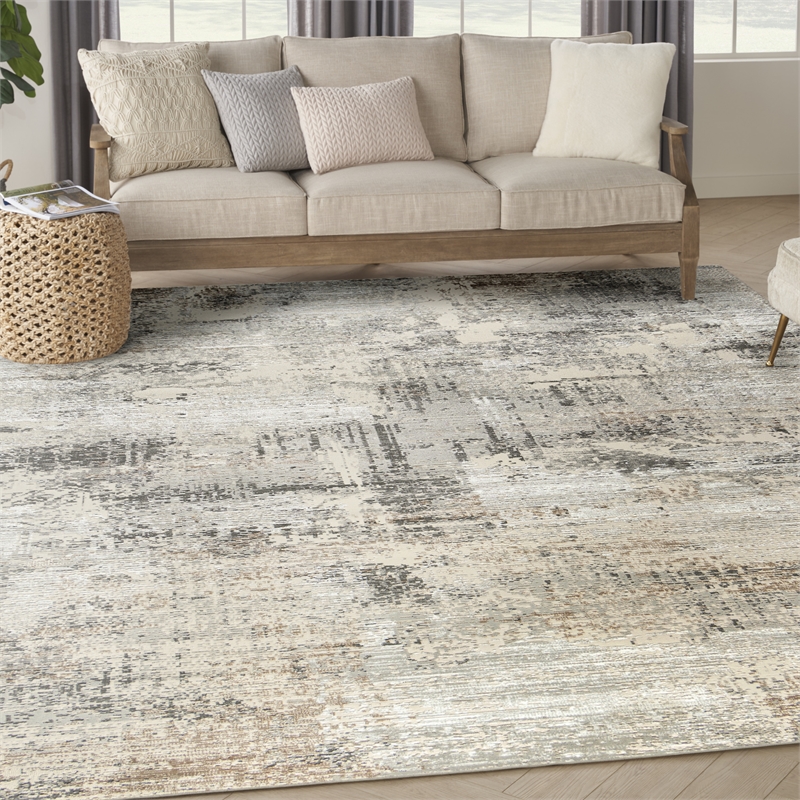 Nourison Home Eco-Friendly 10' x 14' Polyester Beige Grey Area Rug