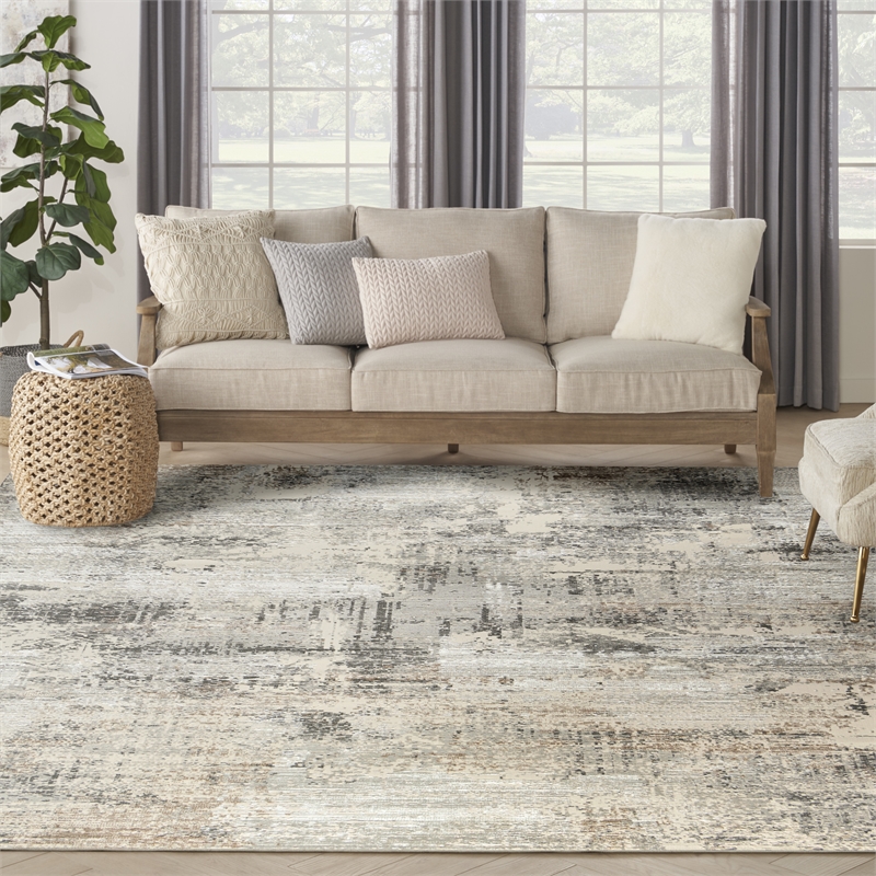 Nourison Home Eco-Friendly 10' x 14' Polyester Beige Grey Area Rug
