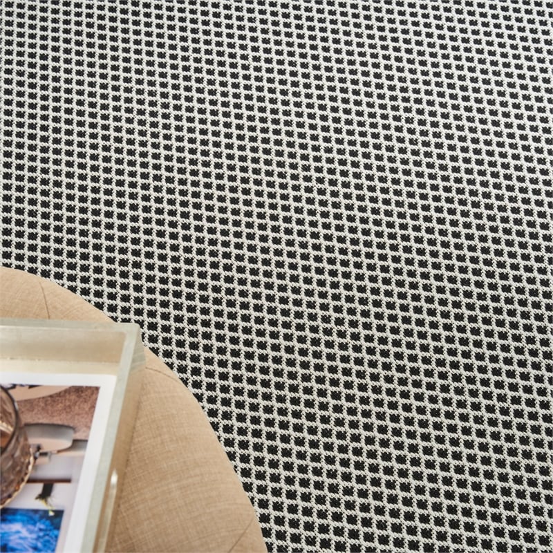 Nourison Home Courtyard 6' x 9' Fabric Black White Area Rug