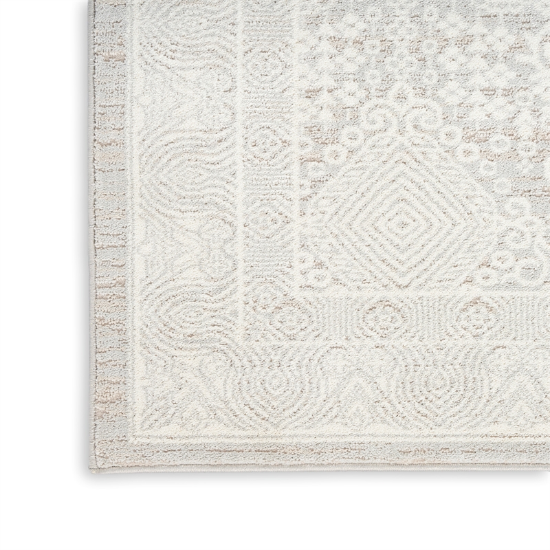 Nourison Home Renewed 9' x 12' Polyester Silver Ivory Area Rug