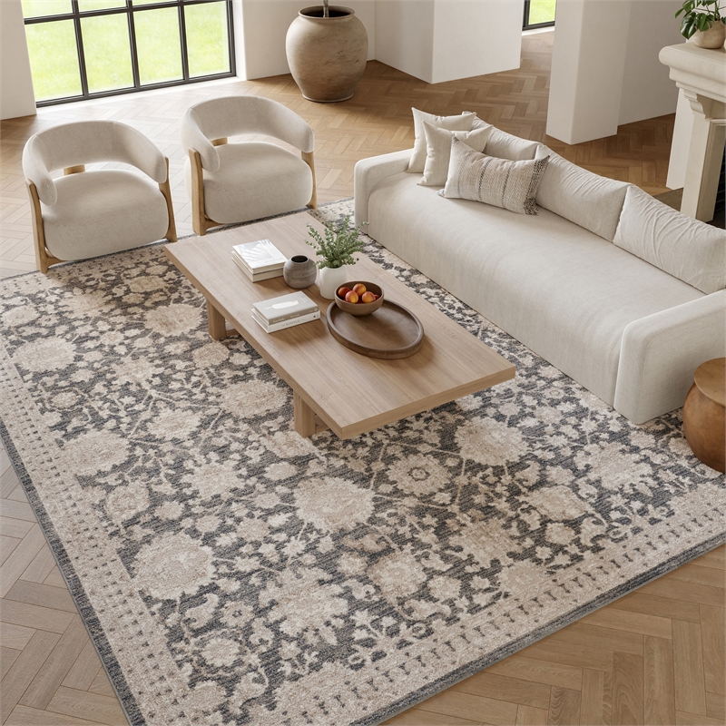 Nourison Home Renewed 9' x 12' Polyester Charcoal Area Rug