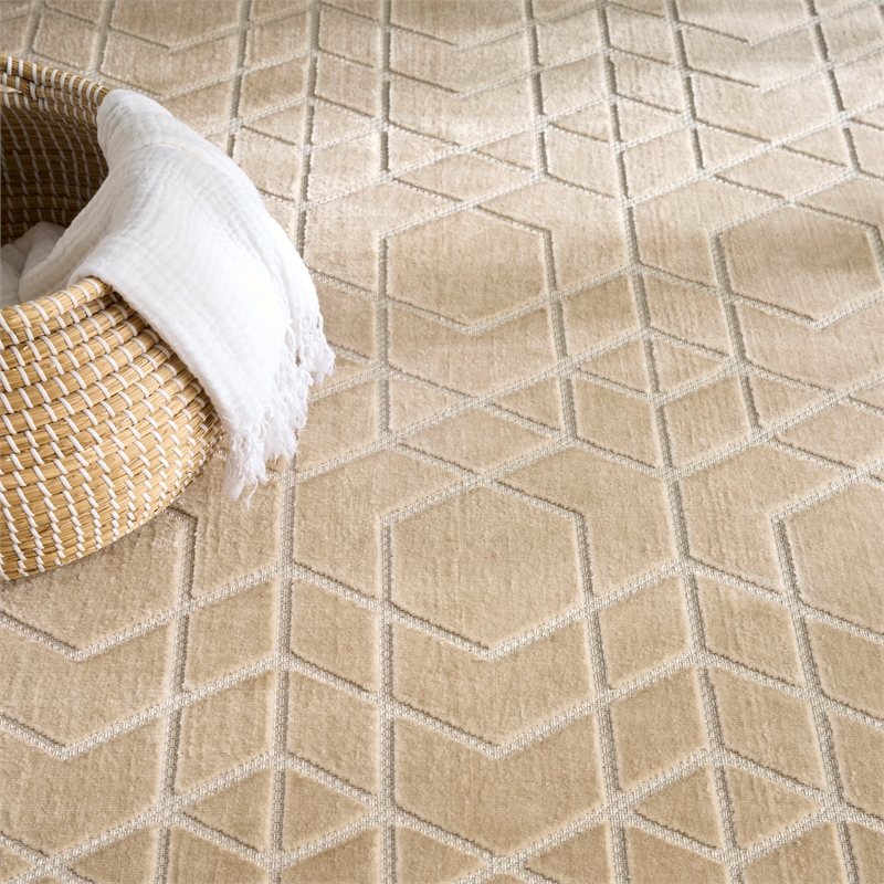 Nourison Washable Charm 5' x 7' Beige Ivory Modern Indoor Rug