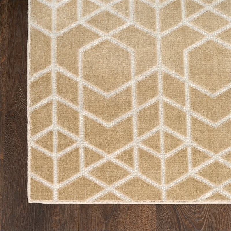 Nourison Washable Charm 3' x 5' Beige Ivory Modern Indoor Rug