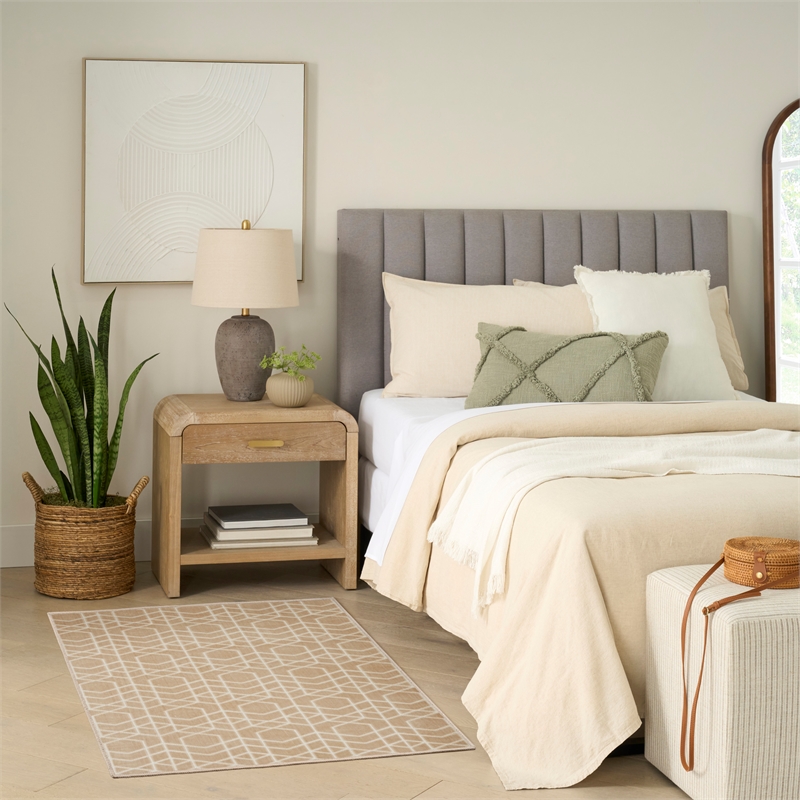 Nourison Washable Charm 3' x 5' Beige Ivory Modern Indoor Rug