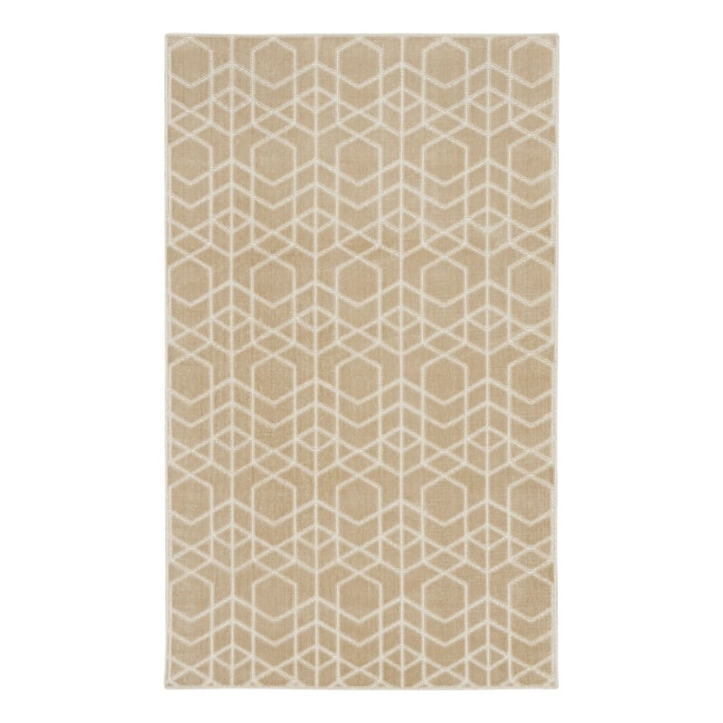 Nourison Washable Charm 3' x 5' Beige Ivory Modern Indoor Rug