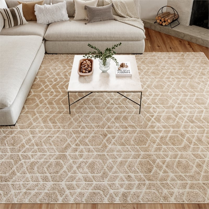Nourison Washable Charm 8' x 10' Beige Ivory Modern Indoor Rug
