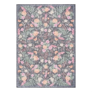 Nourison Botanical Washables 8' x 10' Charcoal Multicolor Area Rug