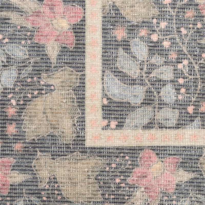 Nourison Botanical Washables 5' x 7' Charcoal Multicolor Farmhouse Indoor Rug