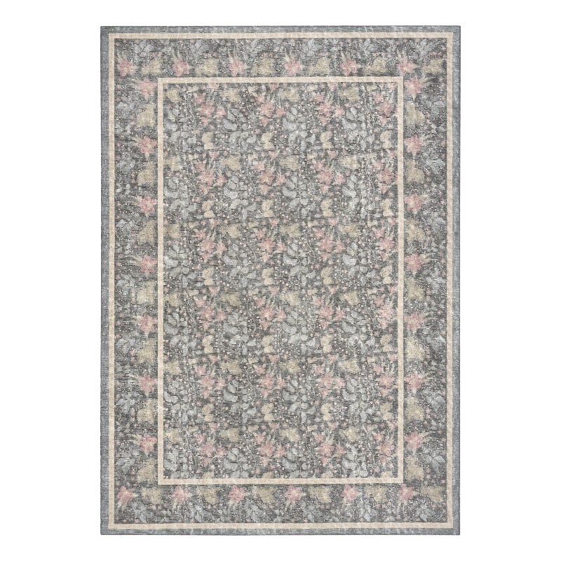 Nourison Botanical Washables 5' x 7' Charcoal Multicolor Farmhouse Indoor Rug