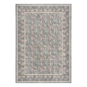 Nourison Botanical Washables 5' x 7' Charcoal Multicolor Farmhouse Indoor Rug