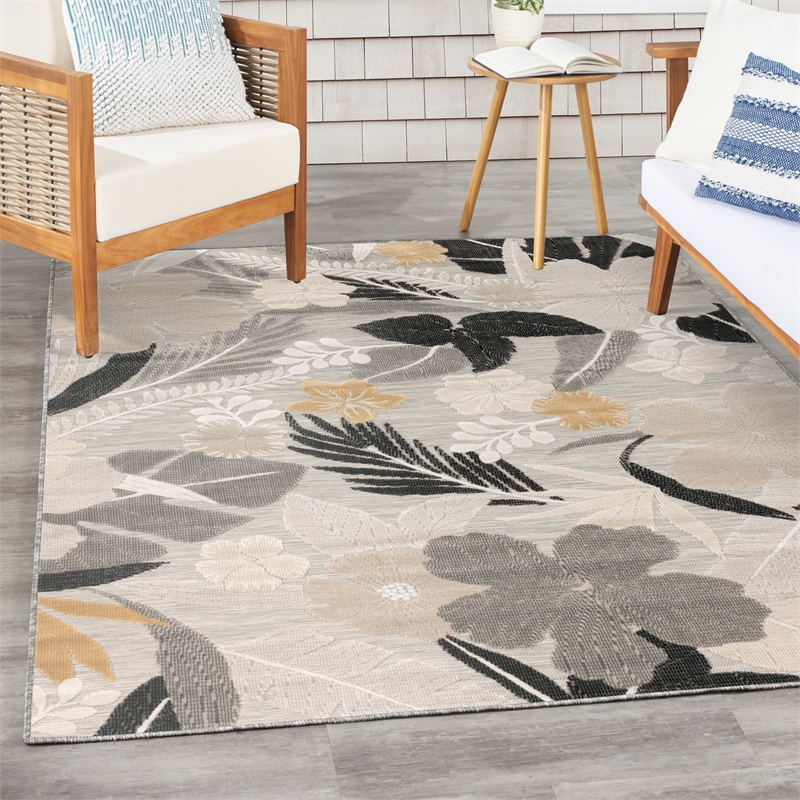 Nourison Suncoast 4' x 6' GREY Tropical Rug