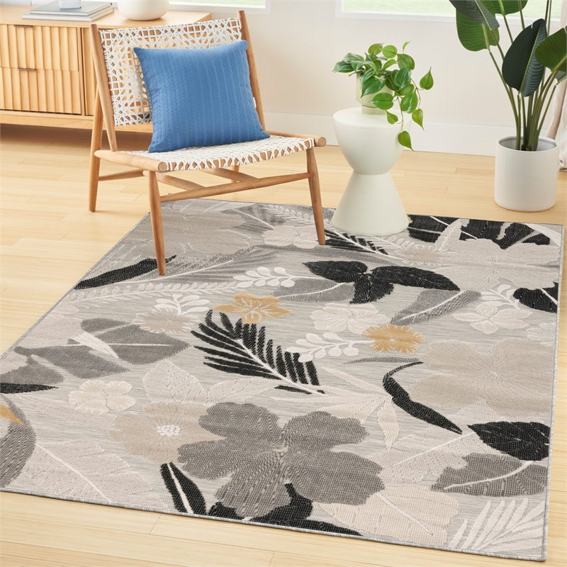 Nourison Suncoast 4' x 6' GREY Tropical Rug