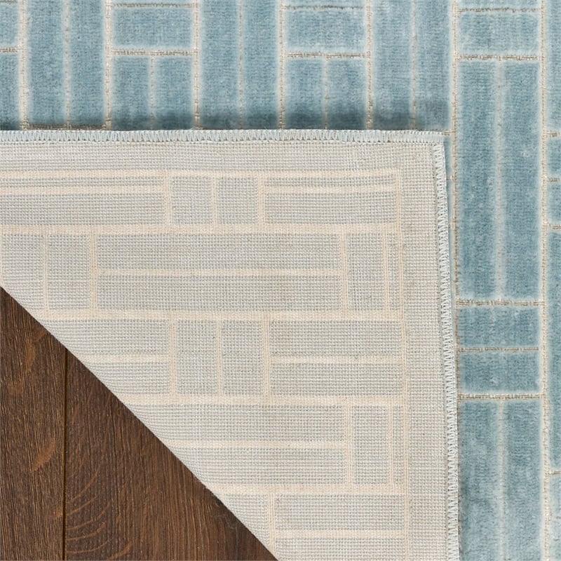 Nourison Washable Charm 9' x 12' Blue Ivory Modern Indoor Rug
