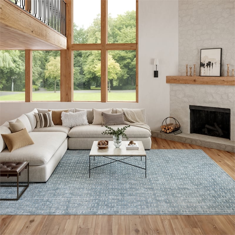 Nourison Washable Charm 9' x 12' Blue Ivory Modern Indoor Rug