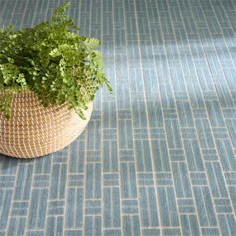 Nourison Washable Charm 9' x 12' Blue Ivory Modern Indoor Rug