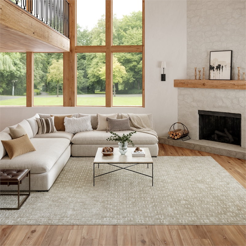 Nourison Washable Charm 9' x 12' Silver Ivory Modern Indoor Rug