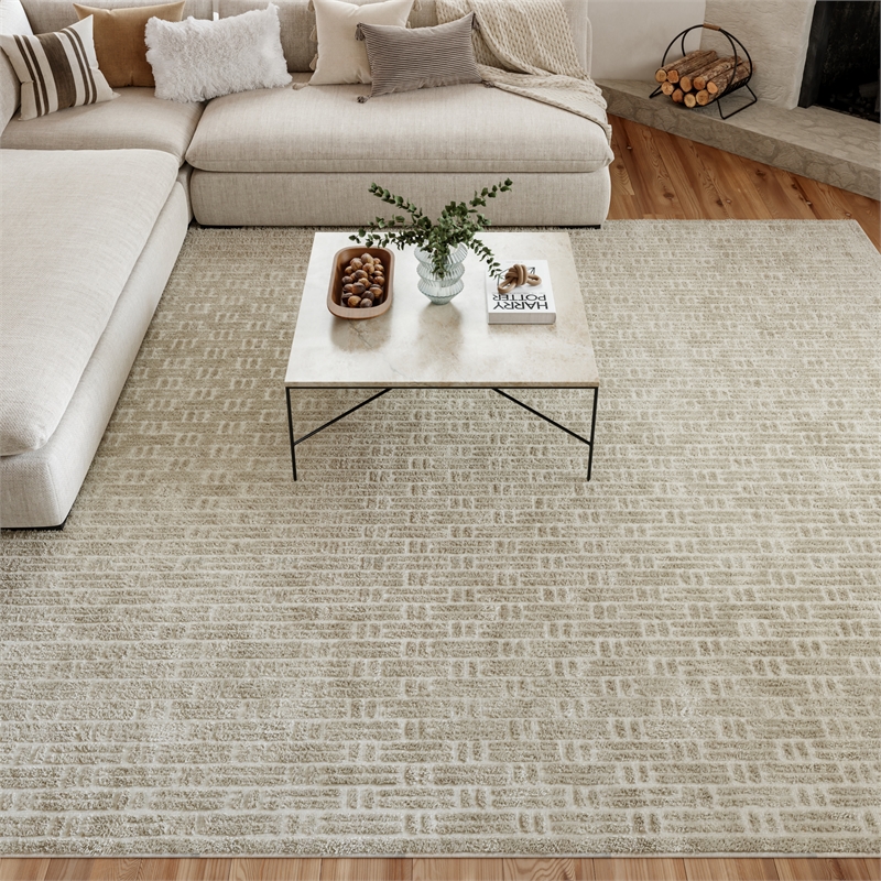 Nourison Washable Charm 9' x 12' Silver Ivory Modern Indoor Rug