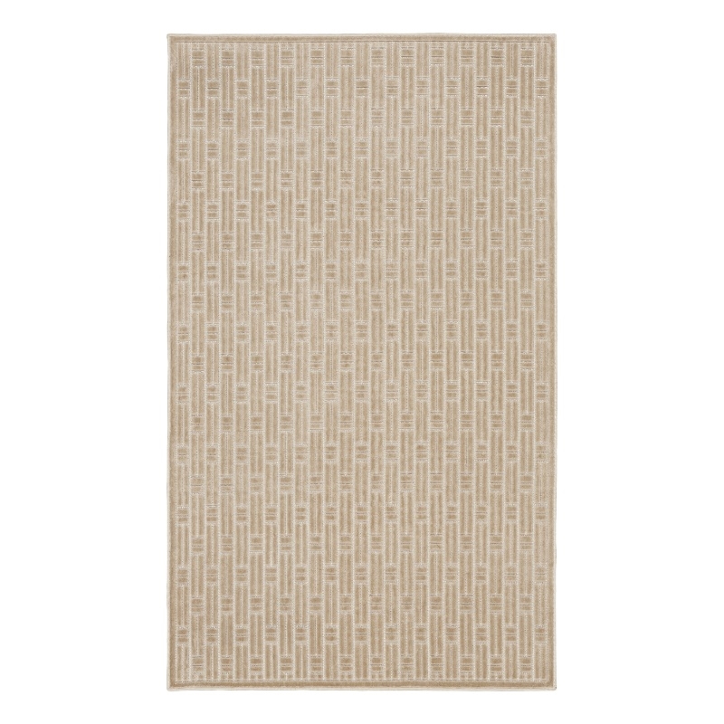 Nourison Washable Charm 3' x 5' Beige Ivory Modern Indoor Rug