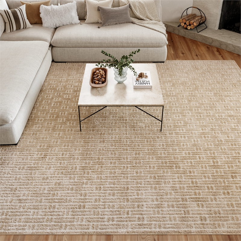 Nourison Washable Charm 9' x 12' Beige Ivory Modern Indoor Rug