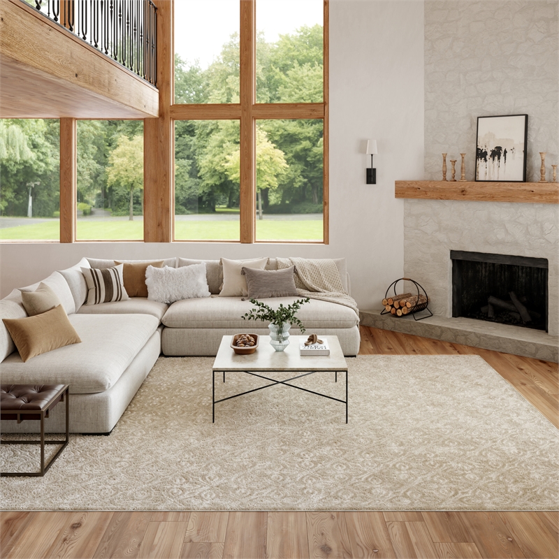 Nourison Washable Charm 9' x 12' Silver Ivory Contemporary Indoor Rug