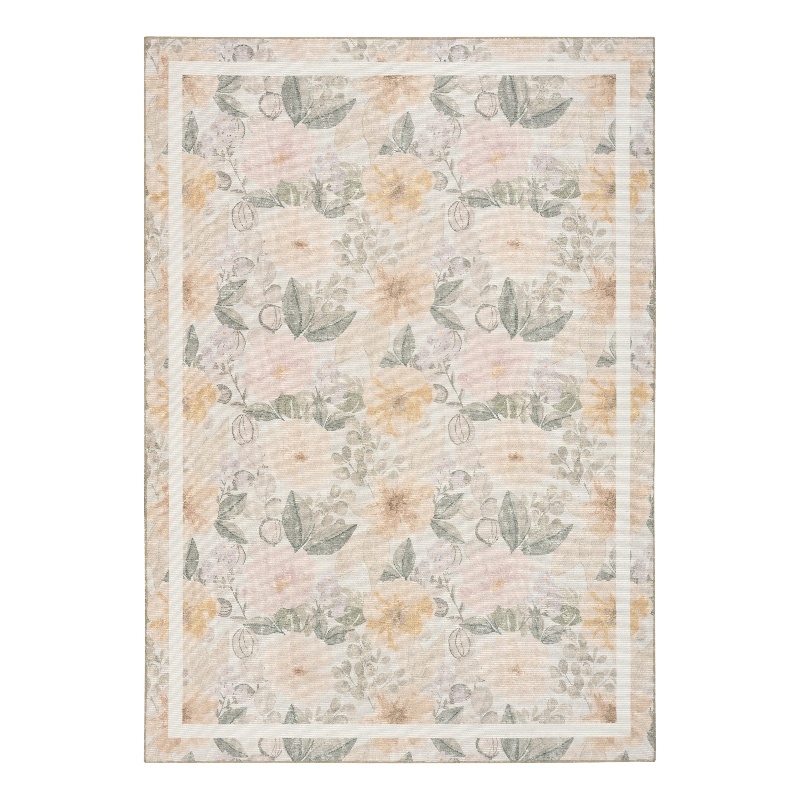 Nourison Botanical Washables 4' x 6' Beige Multicolor Farmhouse Indoor Rug