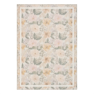 Nourison Botanical Washables 4' x 6' Beige Multicolor Farmhouse Indoor Rug