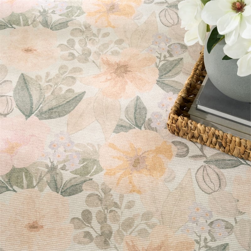 Nourison Botanical Washables 5' x 7' Beige Multicolor Farmhouse Indoor Rug