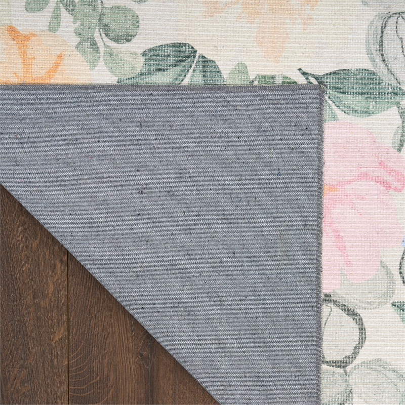 Nourison Botanical Washables 5' x 7' Ivory Multicolor Farmhouse Indoor Rug