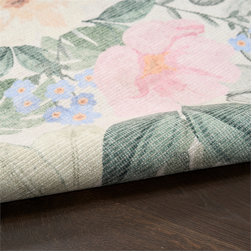 Nourison Botanical Washables 5' x 7' Ivory Multicolor Farmhouse Indoor Rug