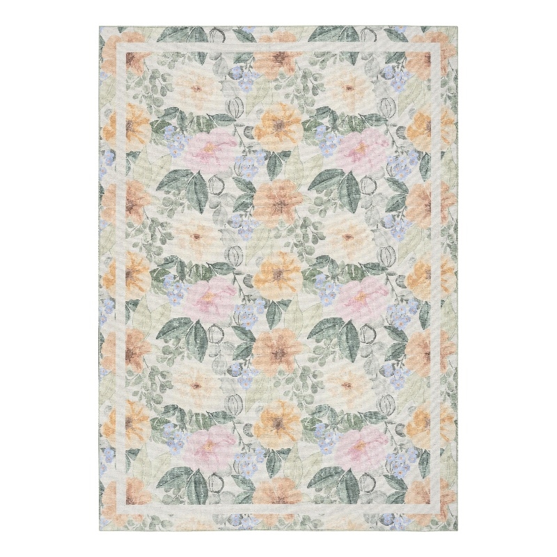 Nourison Botanical Washables 5' x 7' Ivory Multicolor Farmhouse Indoor Rug