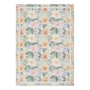 Nourison Botanical Washables 5' x 7' Ivory Multicolor Farmhouse Indoor Rug