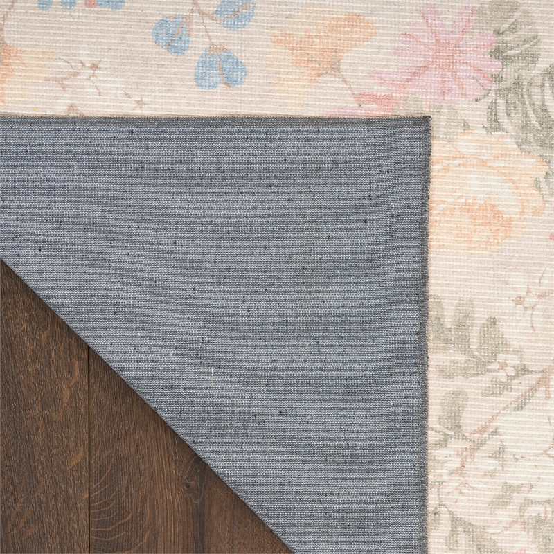 Nourison Botanical Washables 4' x 6' Beige Multicolor Farmhouse Indoor Rug
