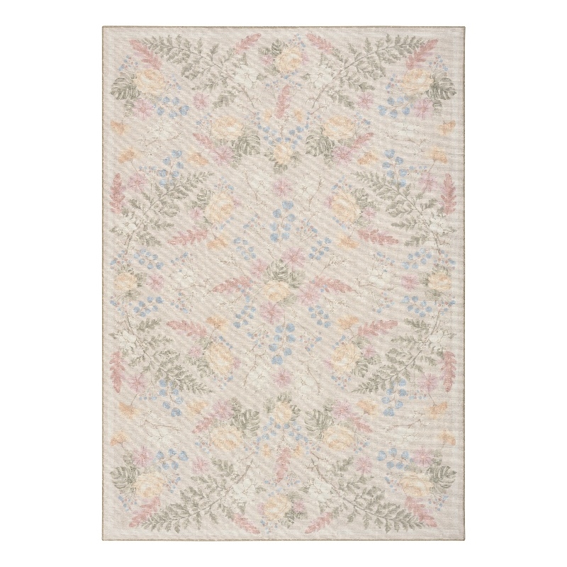 Nourison Botanical Washables 4' x 6' Beige Multicolor Farmhouse Indoor Rug